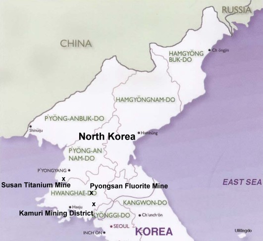 North Korea: Susan Titanium Mine, Kamuri Mining District, Pyongsan Fluorite Mine