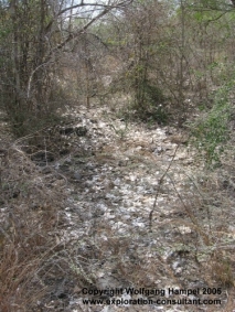 Abandoned artisanal phlogopite diggings near Besa-Esiva. 
