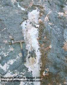 Wollastonite vein with scapolite in a pyroxenite from an outcrop near Maroasara.